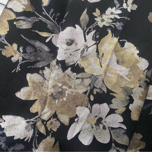 WOMENS M BLACK FLORAL PRINT ONE SHOULDER DRESS - Picture 3 of 5